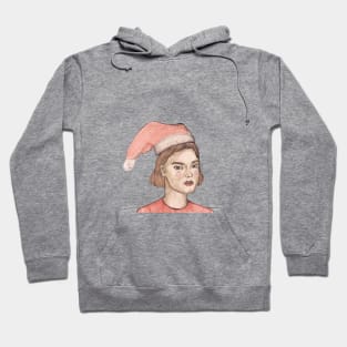 girl with christmas hat Hoodie